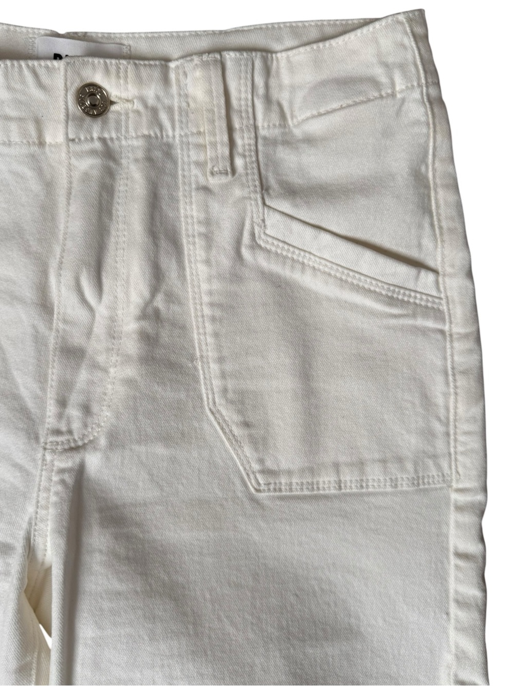 PAIGE Anessa Utility High Rise Crop Jeans in White - Picture 7 of 8